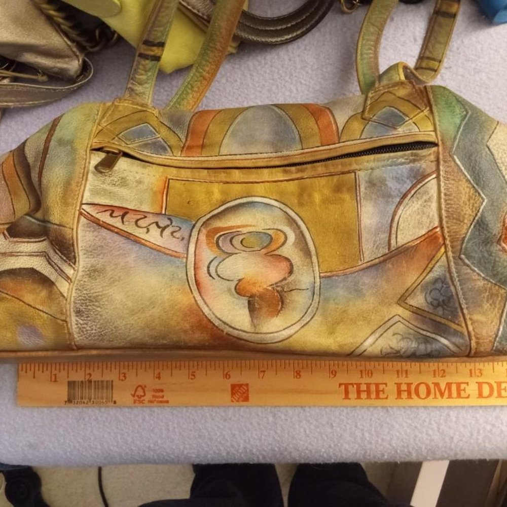 Anuschka painted leather shoulder bag